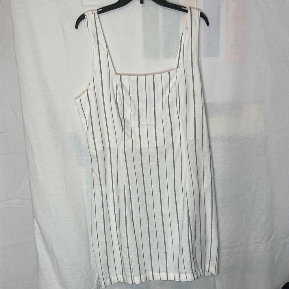 Old Navy White Tank Top with Navy Pinstripes